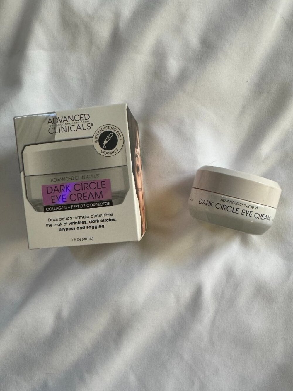 Advanced Clinicals Dark Circle Eye Cream, Collagen & Peptide Corrector, 1 oz